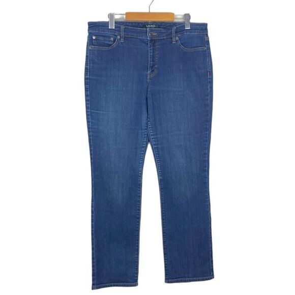 Lauren Ralph Lauren Blue Medium Wash Modern Straight Curvy Denim Jeans US 14 - Picture 1 of 12